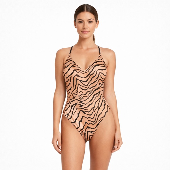 VENUS Other - VENUS One-Piece Swimsuit Tiger Print Strappy Back High-Cut Size 8